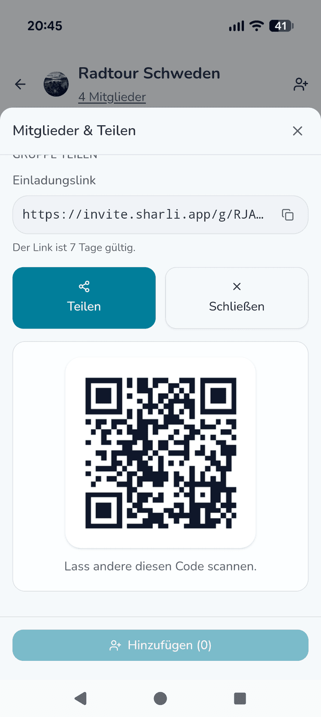 Freunde per QR-Code einladen